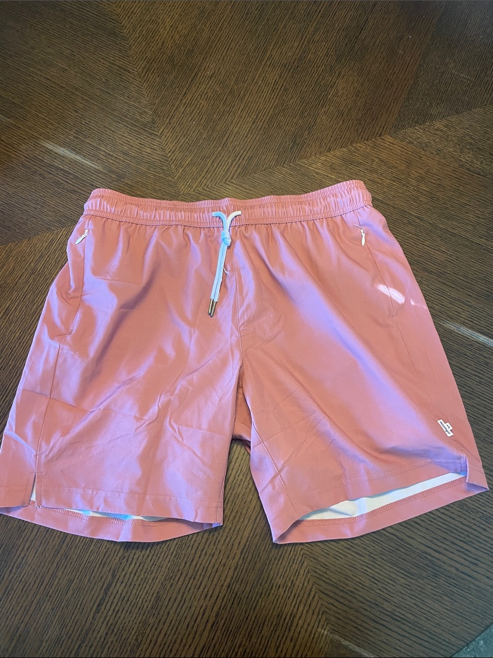 Men's Athletic Pink Swim Shorts with Drawstring